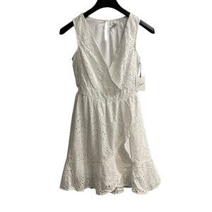 Japna Dress Womens M White Eyelet Babydoll‎ Mini Ruffle Cottagecore Feminine